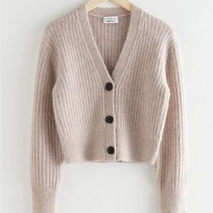 & Other Stories Beige Ribbed Cardigan